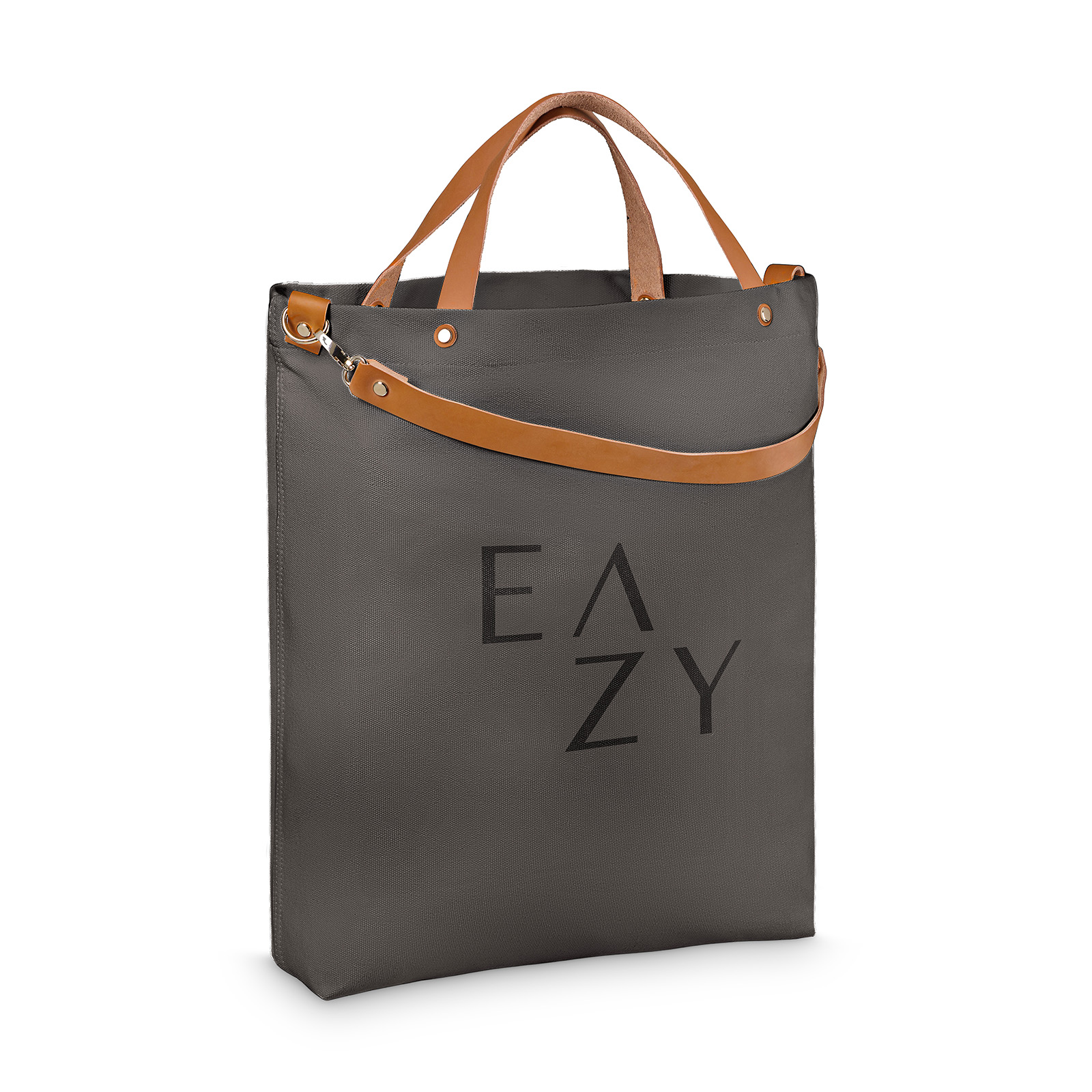The Tote, Grau, Leder braun, KOCHU_0004_a2