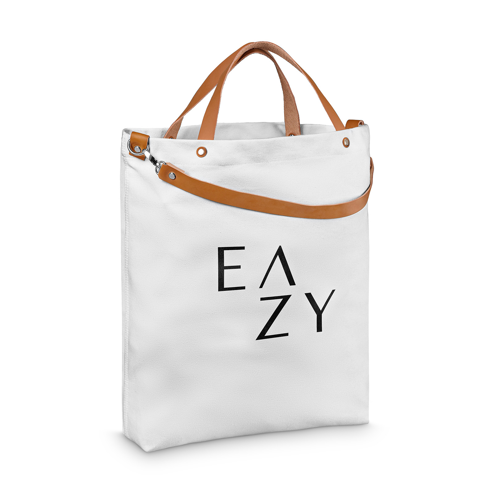 The Tote, Weiss, Leder braun, KOCHU_0003_a2